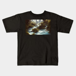 Drawing Mountain River Landscape Kids T-Shirt